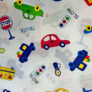Vehicles Around Town Cotton Seersucker (130cm x 105cm)