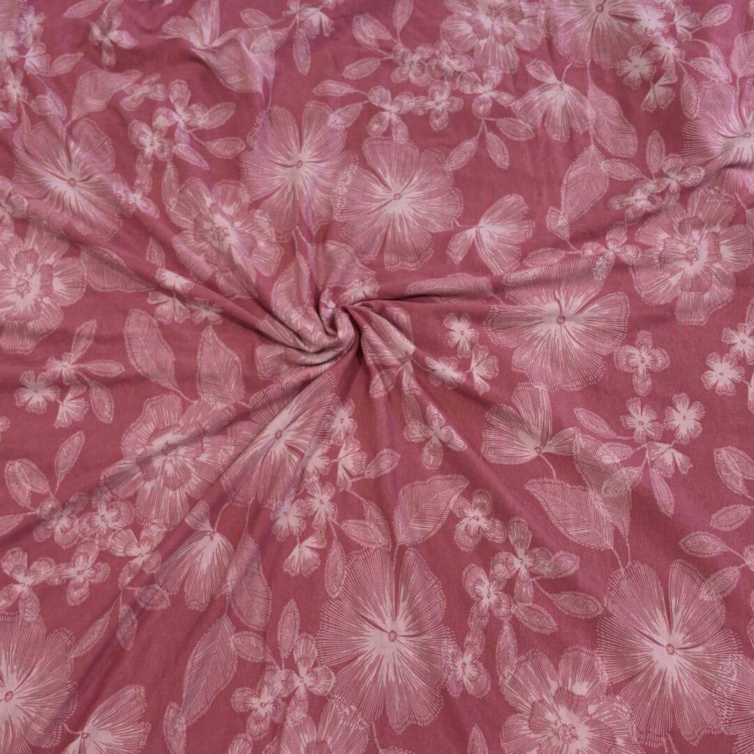 Pink Floral Rayon Spandex (160cm x 135cm)
