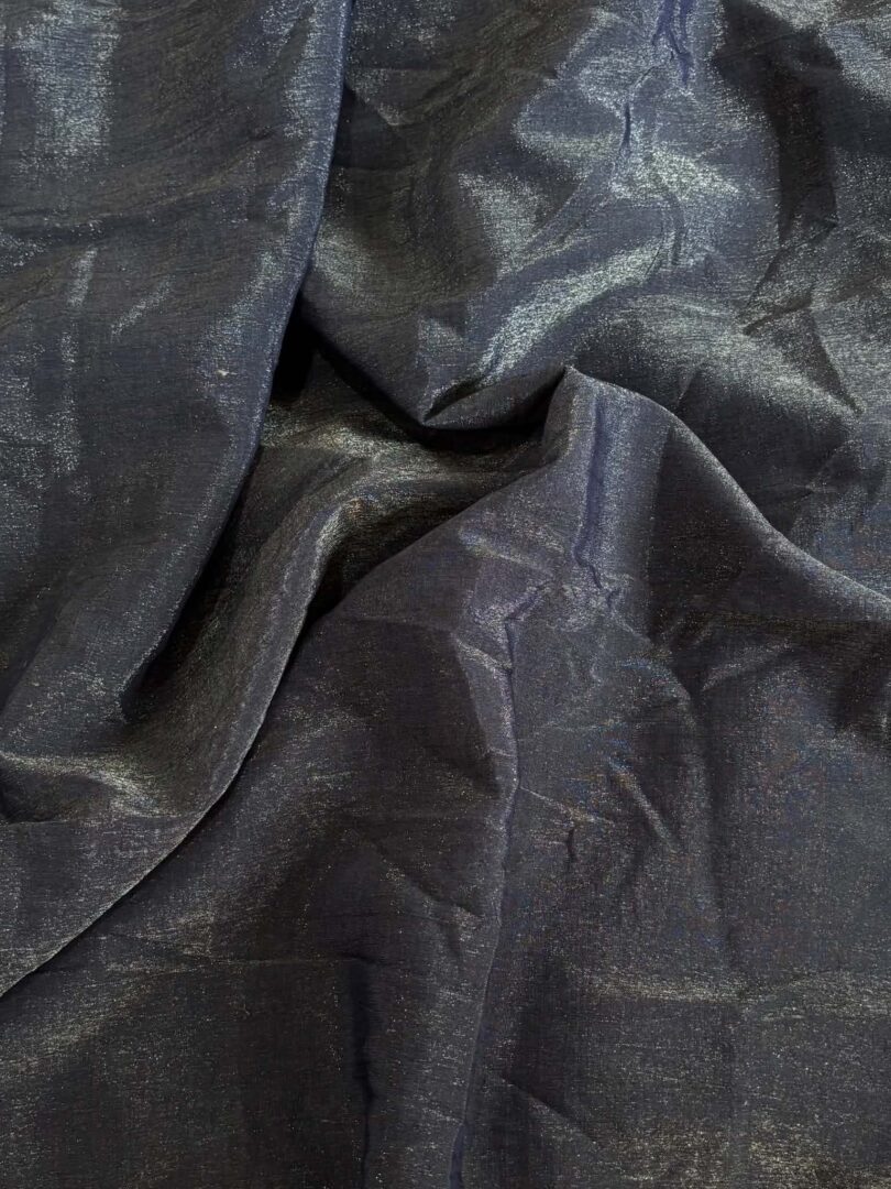 Iridescent Midnight Blue Semi-Sheer Poly Cotton (~3m total)