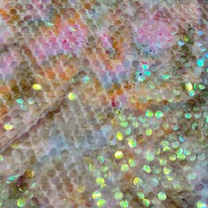 Iridescent Mermaid Chiffon with 2cm Sequins RRP $35 (117cm x 72cm / 83cm x 60cm)