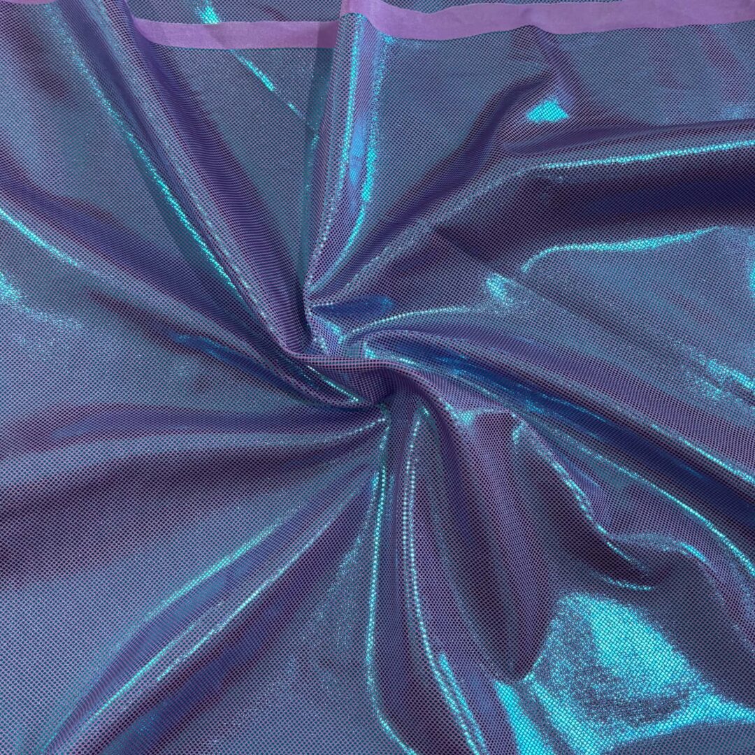 Blue Foil on Purple Dancewear Spandex (150cm x 400cm)