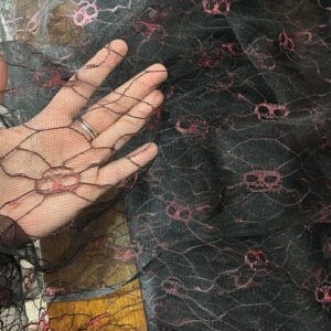 Red & Black Skull Apparel Lace (180cm x 500cm)