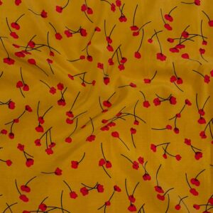Flowy Floral Mustard Stretch Dress Fabric (150cm x 130cm)