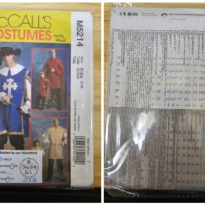 Pattern: McCalls Costumes #M5214 Child's Musketeer & Prince Costumes (Size 3-8)