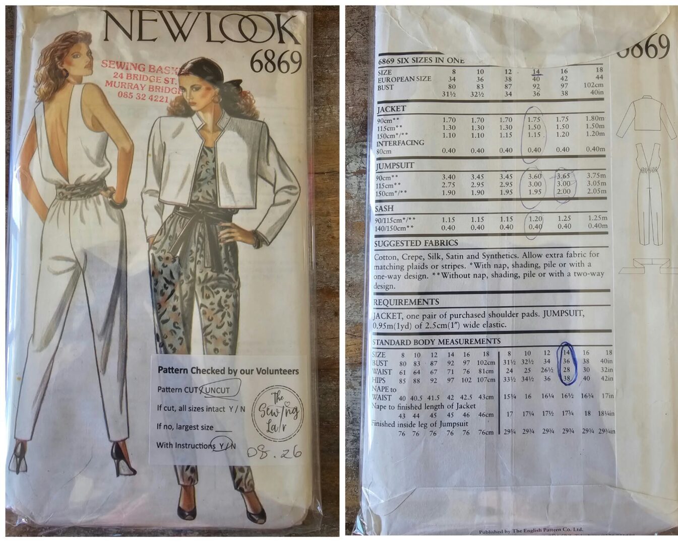 Pattern: New Look #6869 Ladies Jacket & Jumpsuit (Size 8-18)
