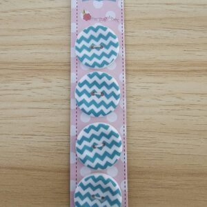 Buttons: Riley Blake Designs 1" Matte Round Chevron Buttons - Teal