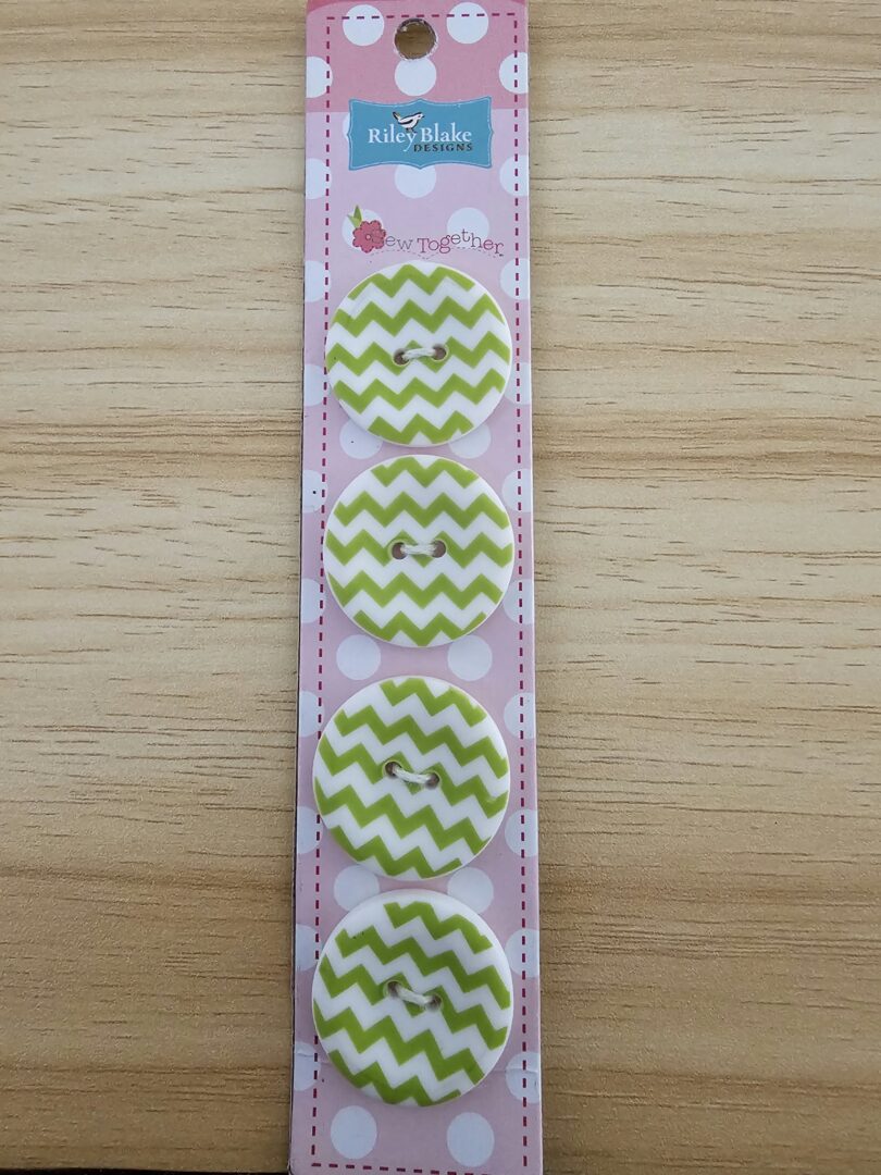 Buttons: Riley Blake Designs 1" Matte Round Chevron Buttons - Lime