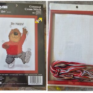 Vintage Janlynn Suzy's Zoo "Be Happy" Counted Cross Stitch Kit