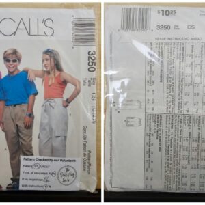 Pattern: McCalls #3250 Boys & Girls Drawstring Pants & Shorts (Size 12-14)