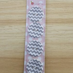 Buttons: Riley Blake Designs 1" Matte Round Chevron Buttons - Gray