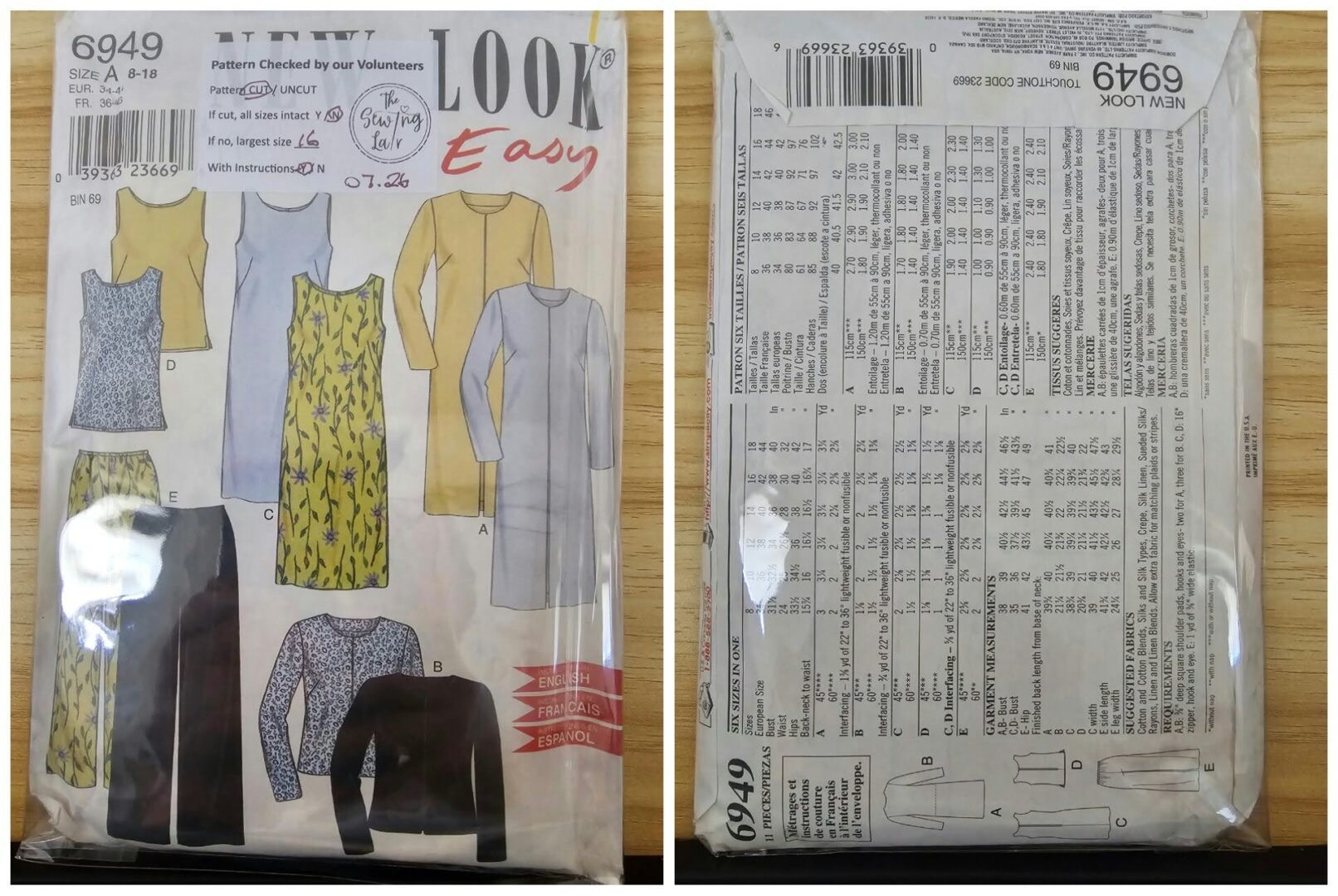 Pattern: New Look #6949 Ladies Dresses & Top (Size 8-16)