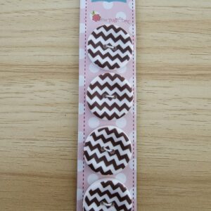 Buttons: Riley Blake Designs 1" Matte Round Chevron Buttons - Brown