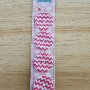 Buttons: Riley Blake Designs 1" Matte Round Chevron Buttons - Hot Pink