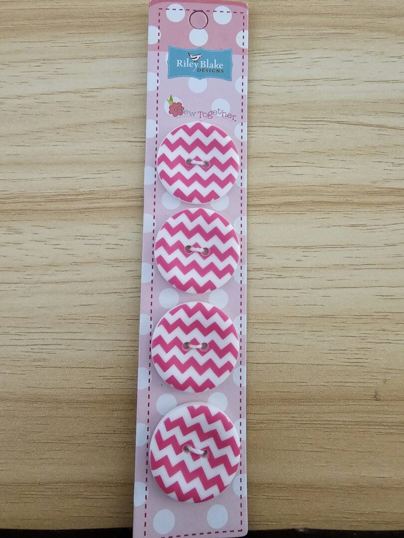 Buttons: Riley Blake Designs 1" Matte Round Chevron Buttons - Hot Pink