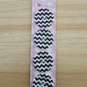 Buttons: Riley Blake Designs 1" Matte Round Chevron Buttons - Black