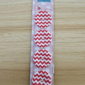 Buttons: Riley Blake Designs 1" Matte Round Chevron Buttons - Red