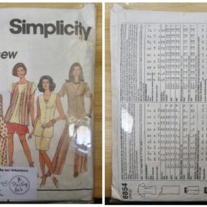 Pattern: Simplicity #8854 Ladies Unlined Jacket, or Vest, Pull-on Pants or Shorts & Skirt (Size 12)