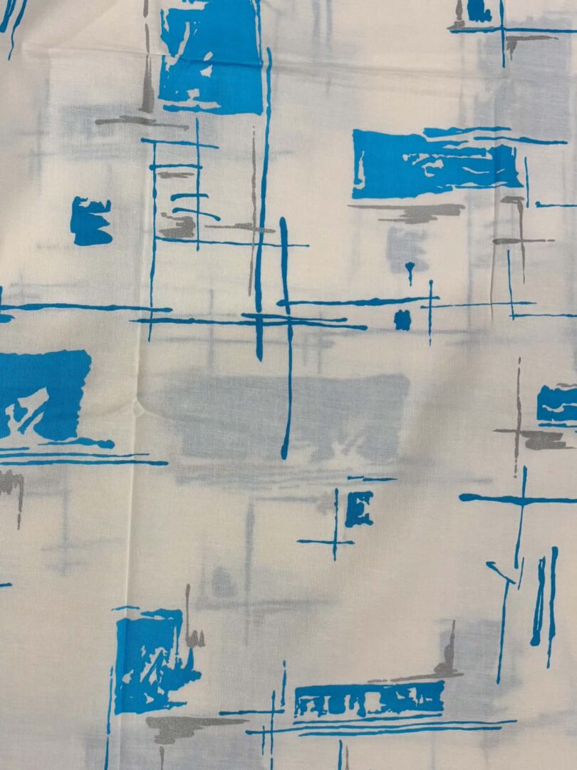 Blue & Grey Abstract Print Cotton (110cm x 218cm)