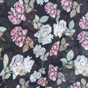 Dark Floral Cotton Voile (113cm x 100cm)