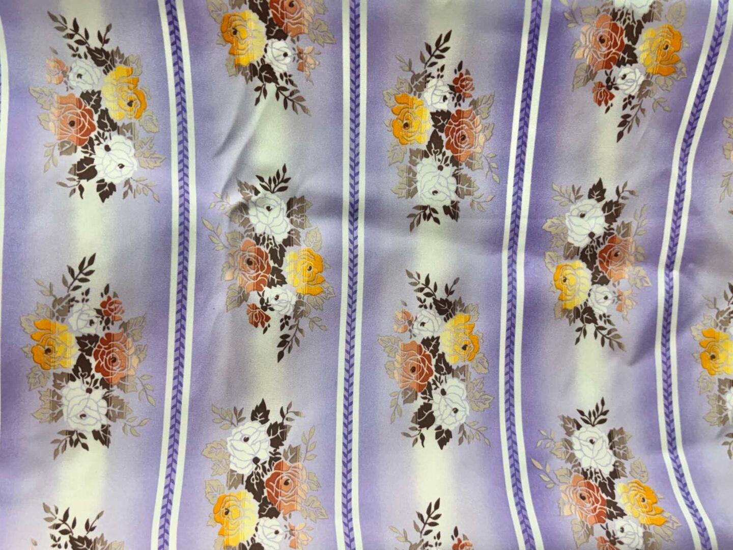 Purple Floral Striped Semi-Matte Dress Fabric (110cm x 250cm)