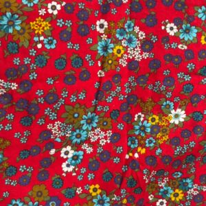 Vintage Red Floral Brushed Cotton (90cm x 260cm)