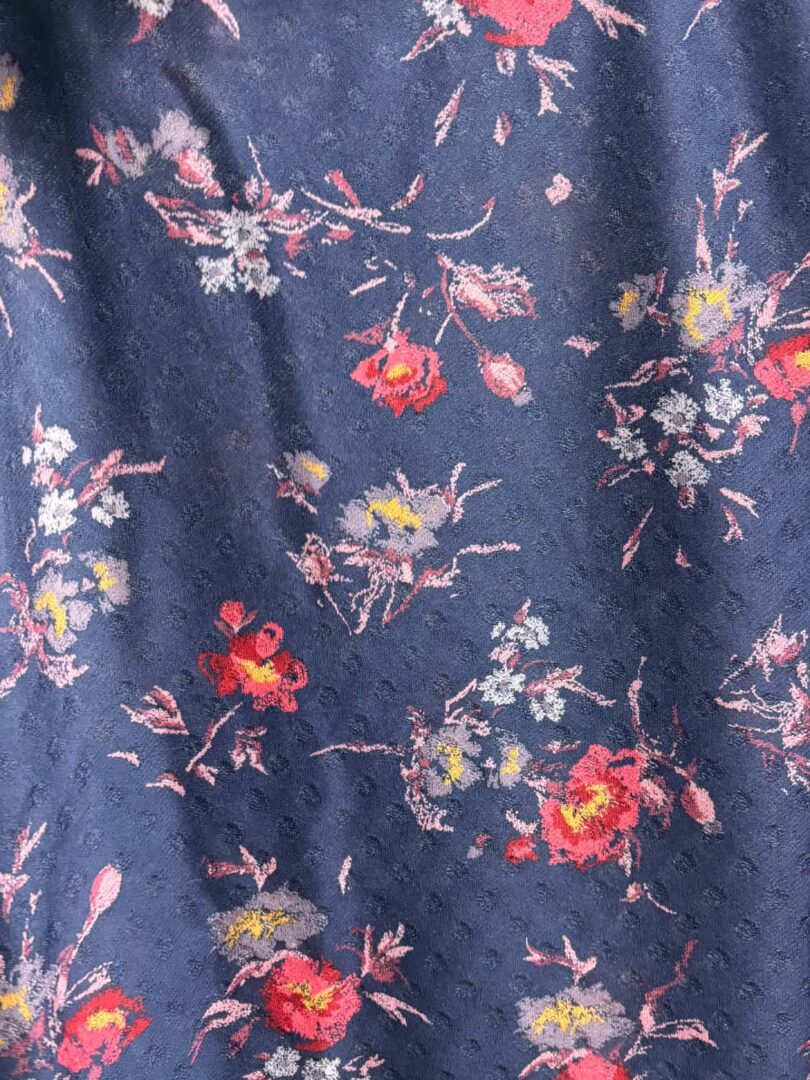 Navy Floral Open Weave Nylon Knit (160cm x 250cm)