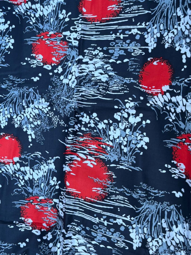 Vintage Dark Abstract Botanical Low Sheen Cotton Twill (85cm x 90cm)