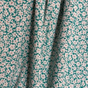 Teal & White Floral Crepe Dress Fabric (120cm x 320cm)