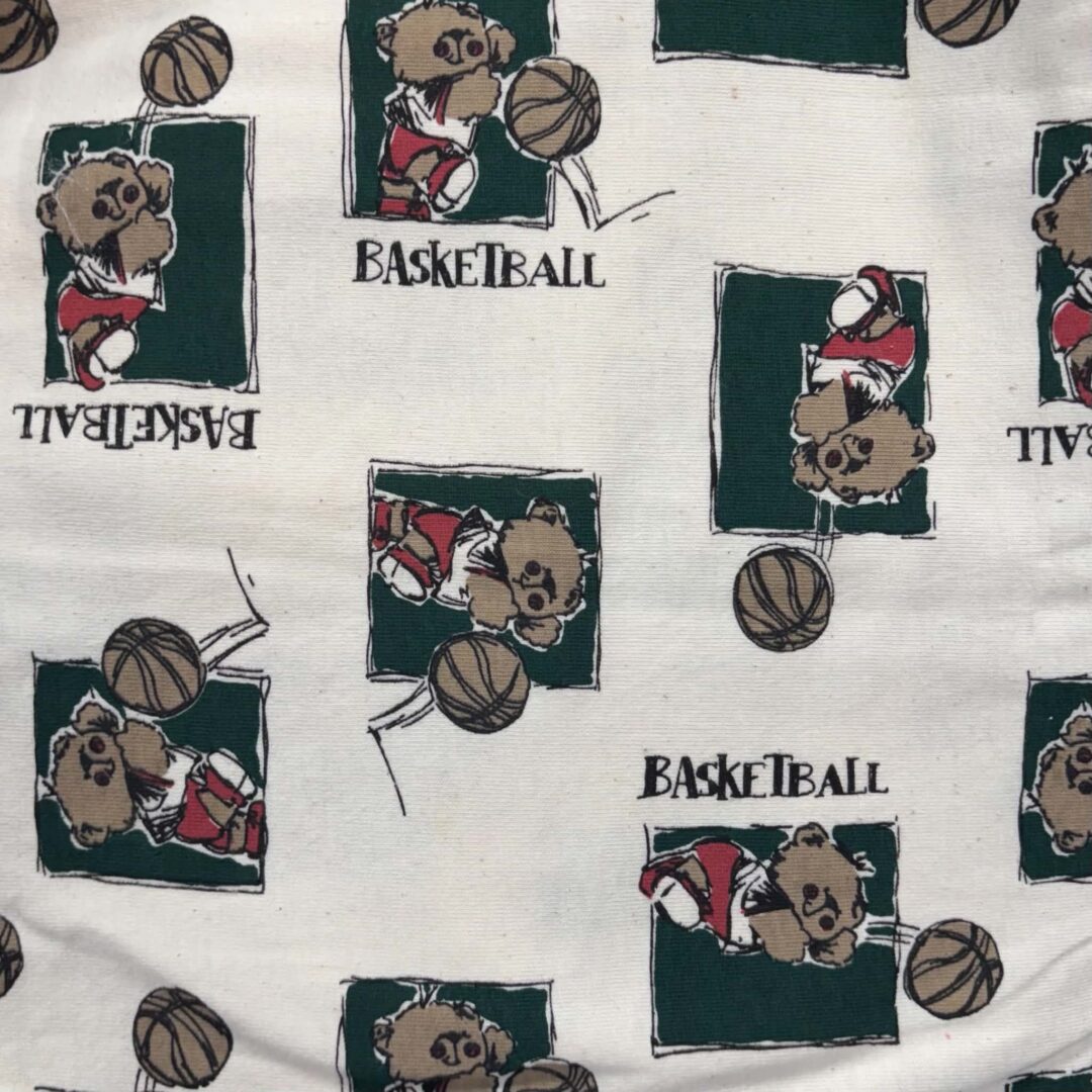 Basketball Bears Cotton T-Shirt Knit (146cm x 100cm)