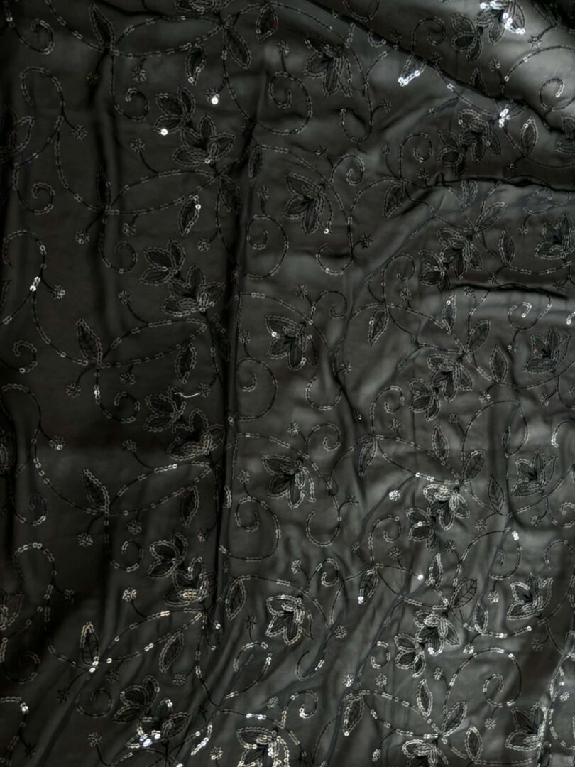 Black Sequinned Chiffon (114cm x 400cm)