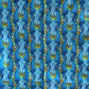 'Packed Peacocks' Quilting Cotton by Spring Creative Products (108cm x 78cm)