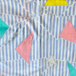 Blue Striped Colourful Triangles Poly Cotton (115cm x 185cm)