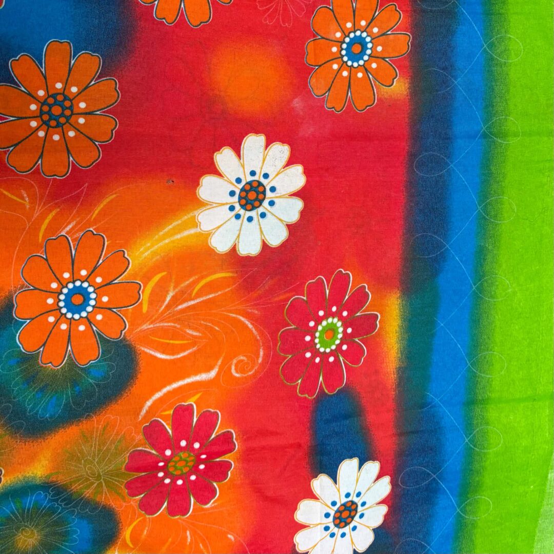 Vintage Bright Floral Poly Woven with Border Stripes (90cm x 140cm)