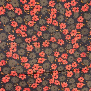 Dark Red Floral Mid Sheen Light & Flowy Dress Fabric (118cm x 230cm)