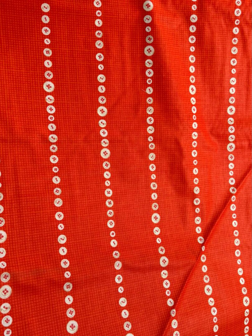 'Red Orange Buttons' Quilting Cotton by Suzoko Koseki (112cm x 181cm)